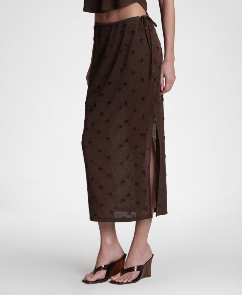 Women's Embellished Sweater Midi Skirt