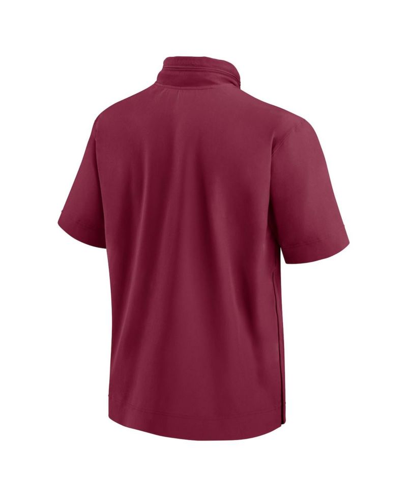 Men's Garnet Florida State Seminoles 2024 Sideline Coach Short Sleeve Half-Zip Hoodie Jacket