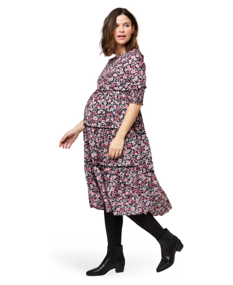Aurora Floral Crepe Maternity Dress