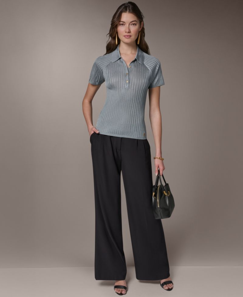 Women's Short-Sleeve Polo Sweater