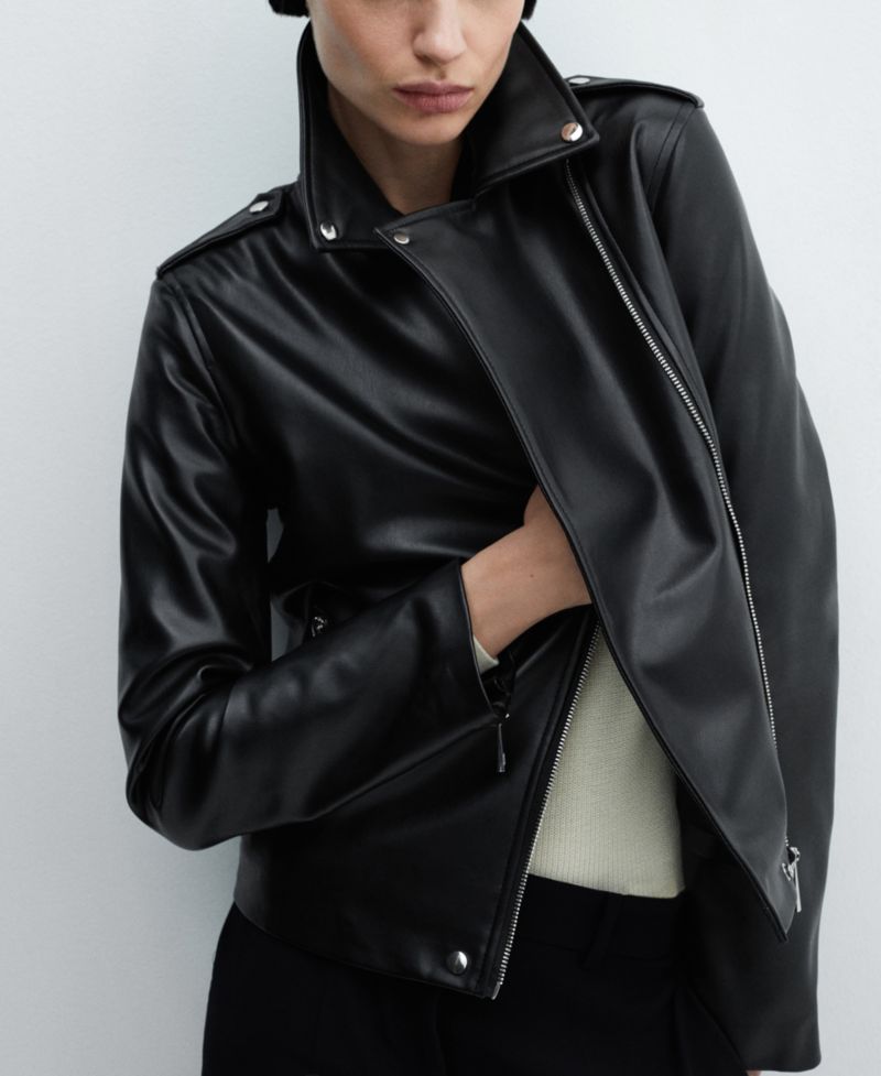 Women's Faux-Leather Biker Jacket