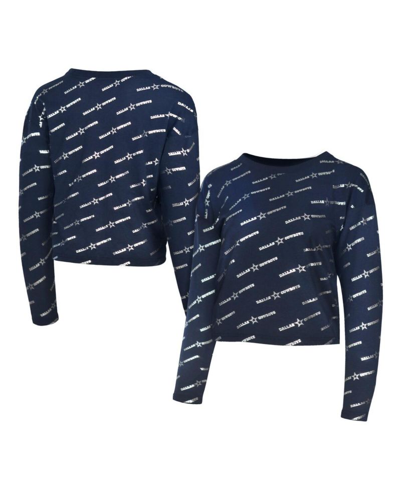 Men's Navy Dallas Cowboys Foil Long Sleeve T-Shirt