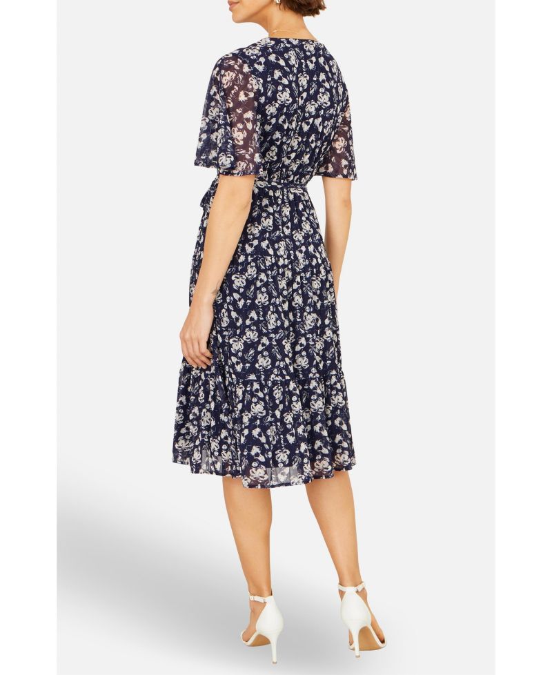 Women's Floral Mesh Wrap Dress
