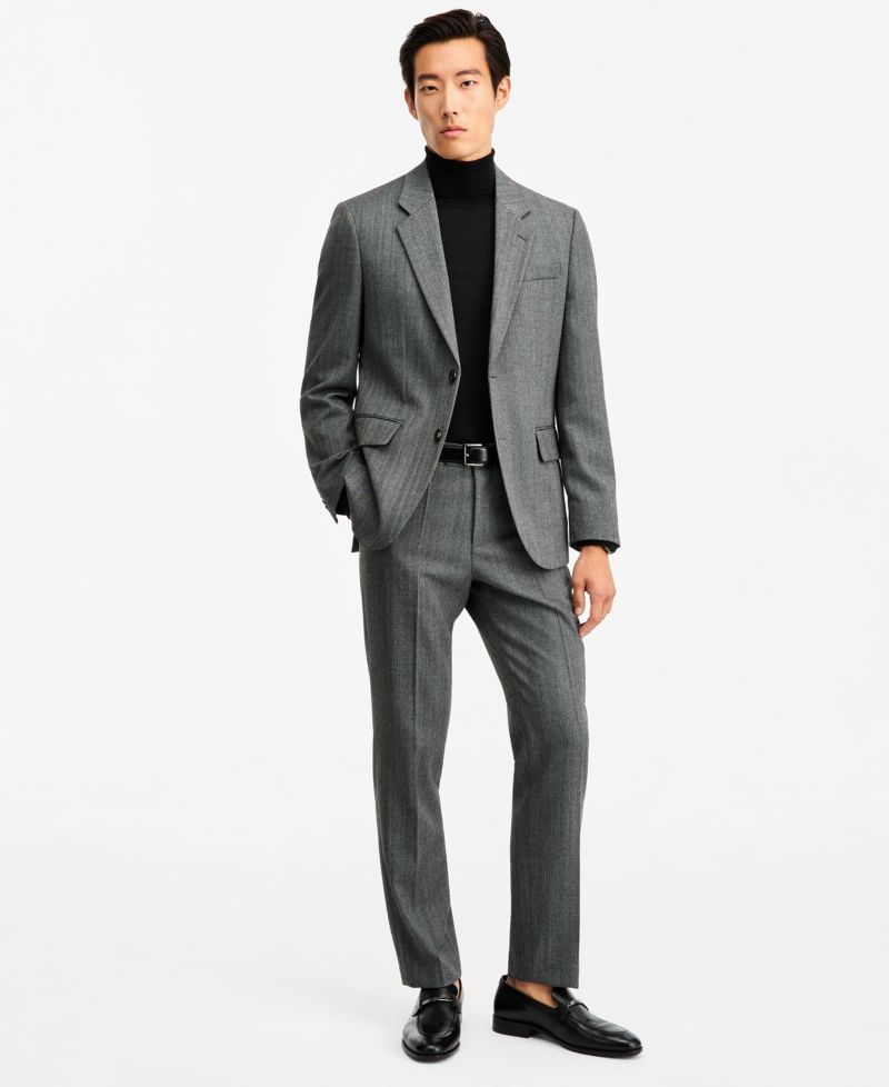 Men's Modern-Fit Herringbone Suit Separates