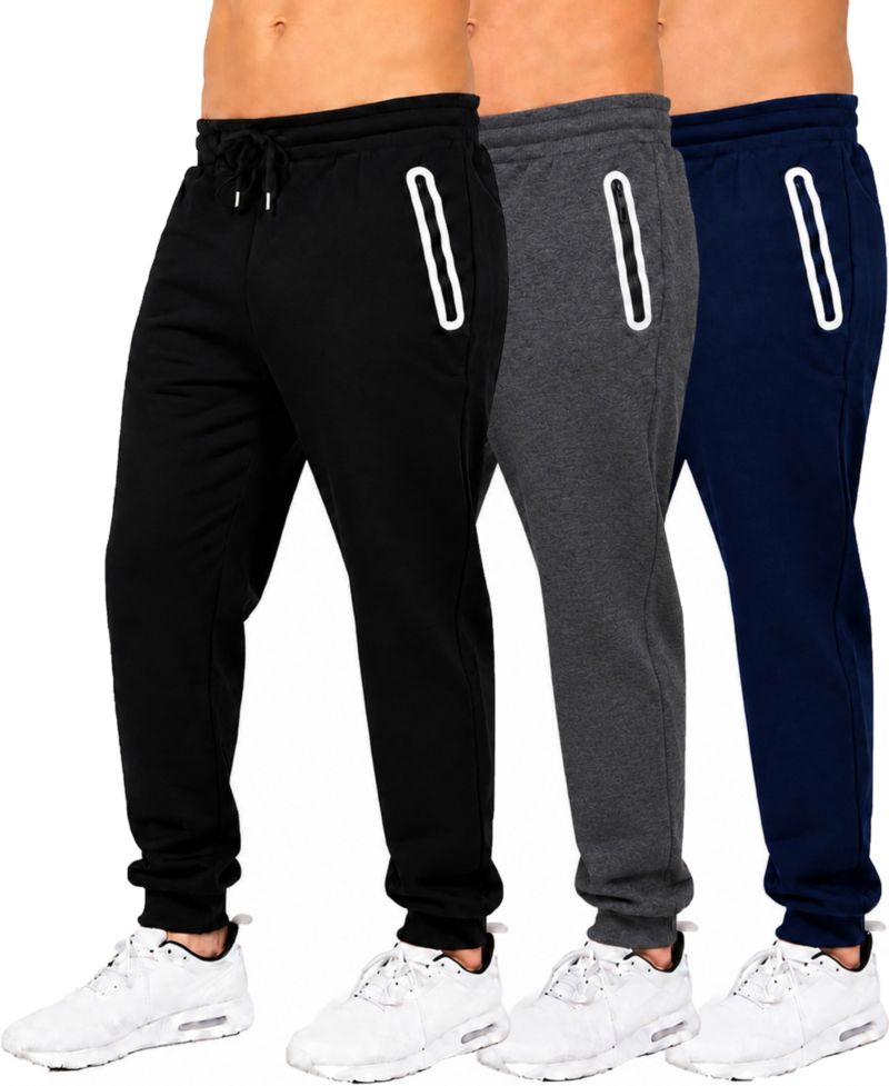 Men's Fleece-Lined Slim-Fit Jogger Sweatpants, 3-Pack Set
