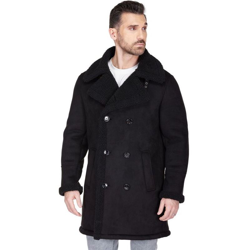 Men's Faux Shearling Double Breasted Overcoat