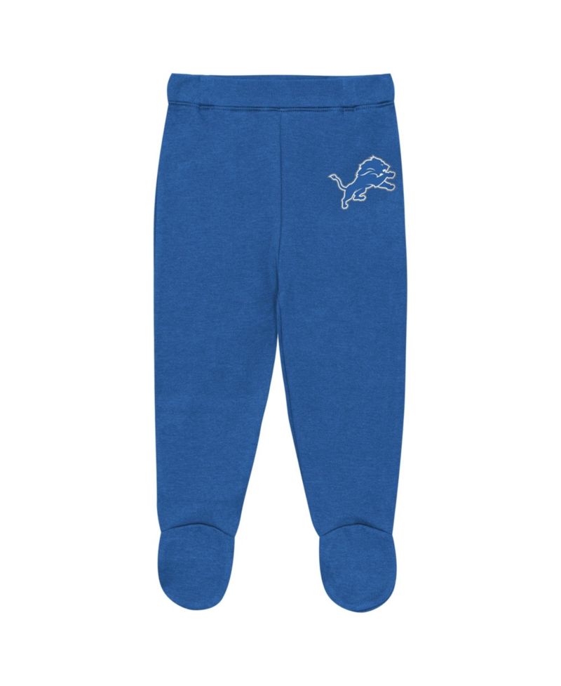 Baby Boys and Girls Heather Gray Detroit Lions Huddles & Giggles 3-Piece Pant and Hat Set