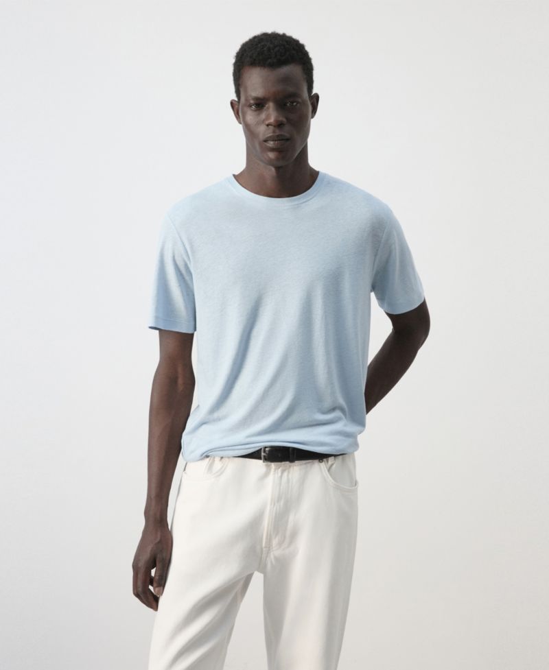Men's Slim-Fit Linen-Blend T-Shirt
