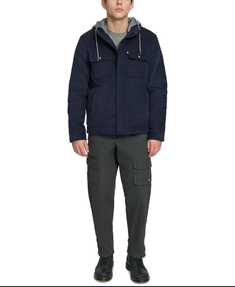 Men's Hooded Corduroy Zip Jacket