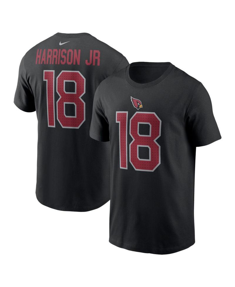 Men's Marvin Harrison Jr. Black Arizona Cardinals Player Name & Number T-Shirt