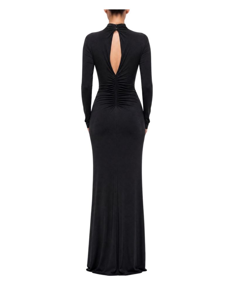 Women's Stone Drape Detailed Wedding Guest Open-Back Maxi Dress