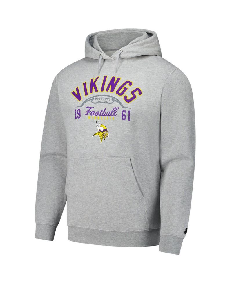 Men's Heather Gray Minnesota Vikings Pullover Hoodie