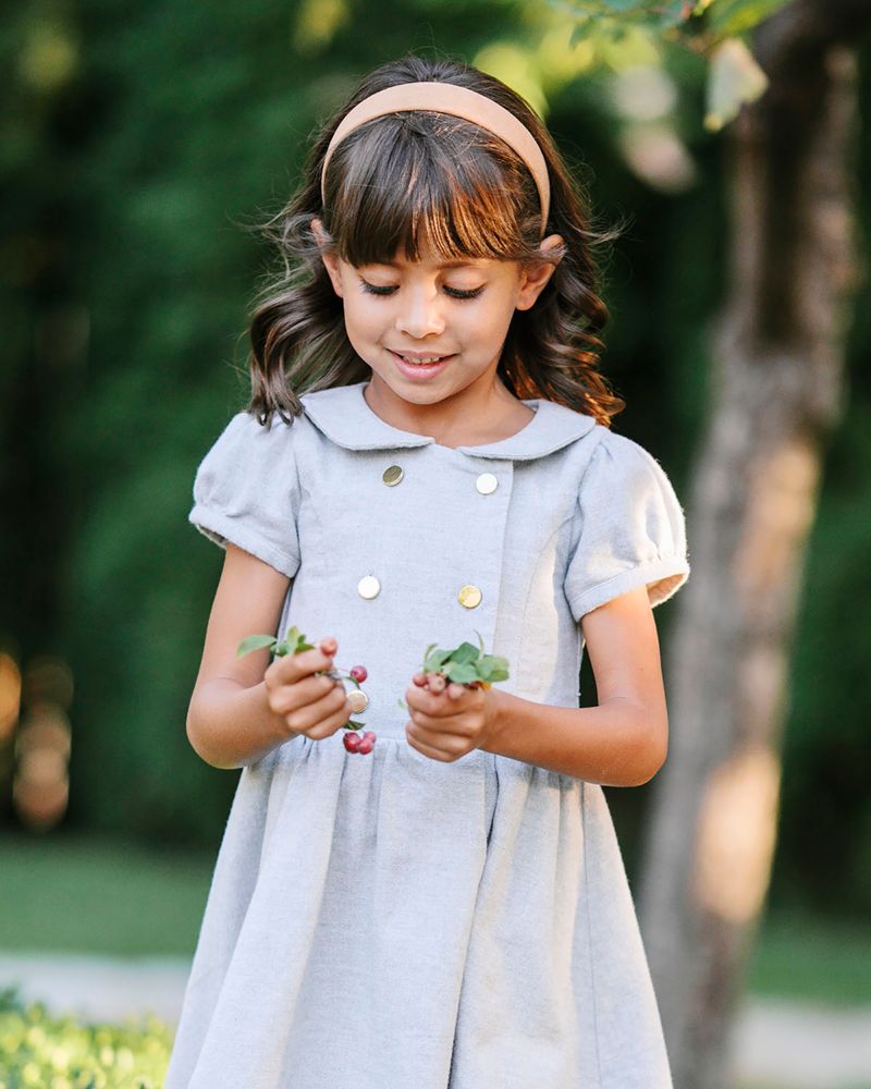 Big Girls Hope and Henry Organic Double Breasted Flannel Dress with Collar