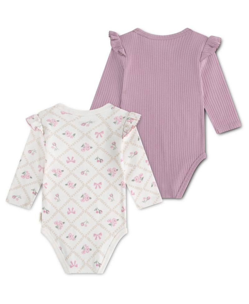 Baby Girls' Babywear Long-Sleeve Bodysuits, 2-Pack