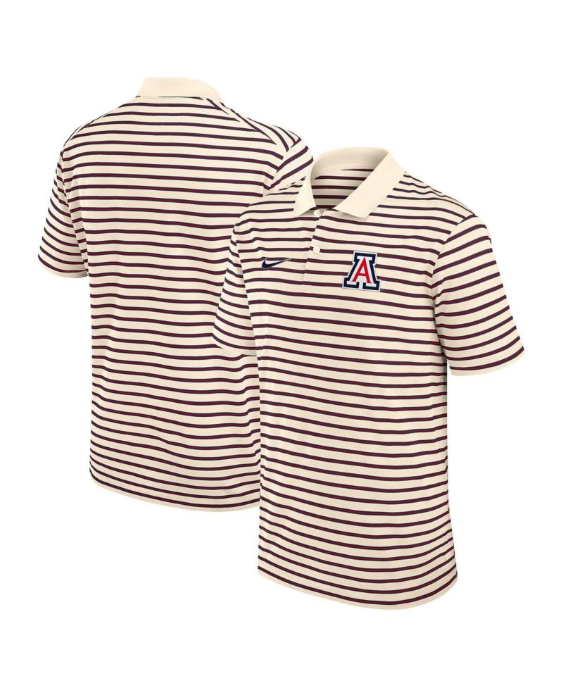 Men's Tan Arizona Wildcats Solid Foundation Striped Performance Polo Shirt