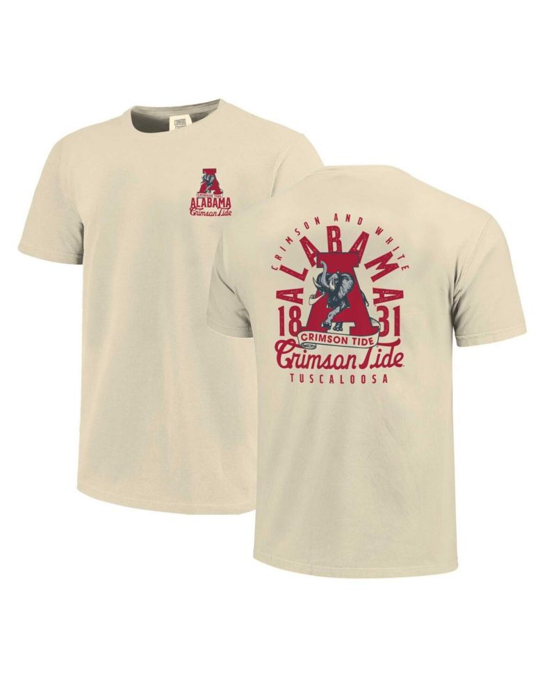 Men's Cream Alabama Crimson Tide Comfort Colors Mascot Overlay T-Shirt