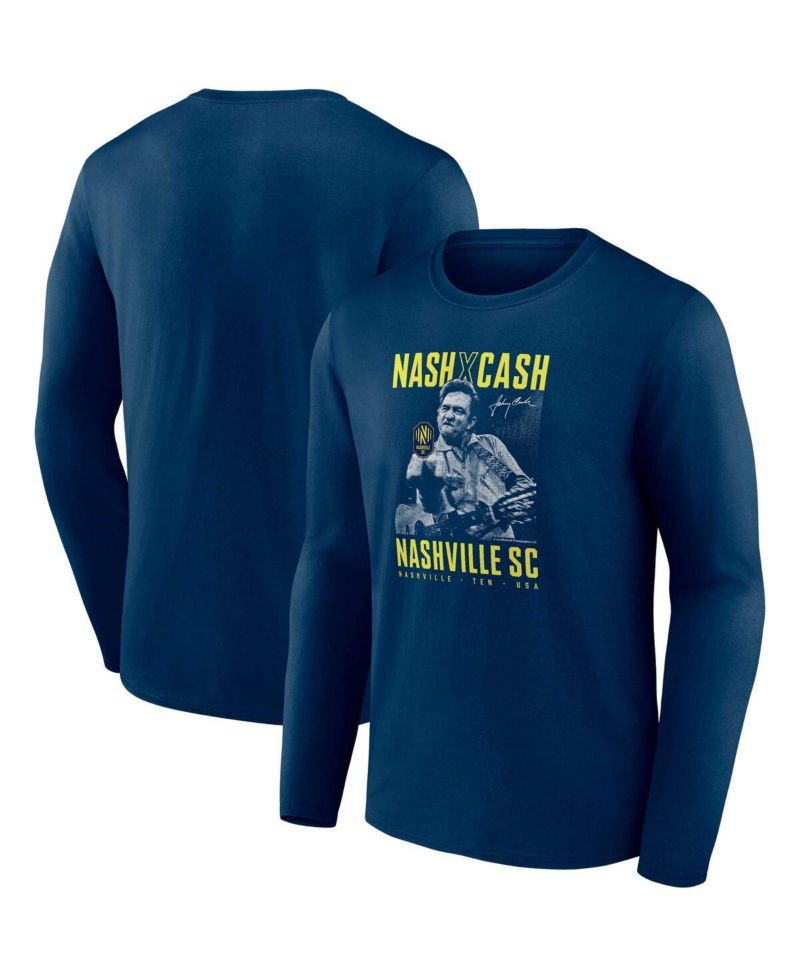Men's Navy Nashville SC Johnny Cash Finger Long Sleeve T-Shirt
