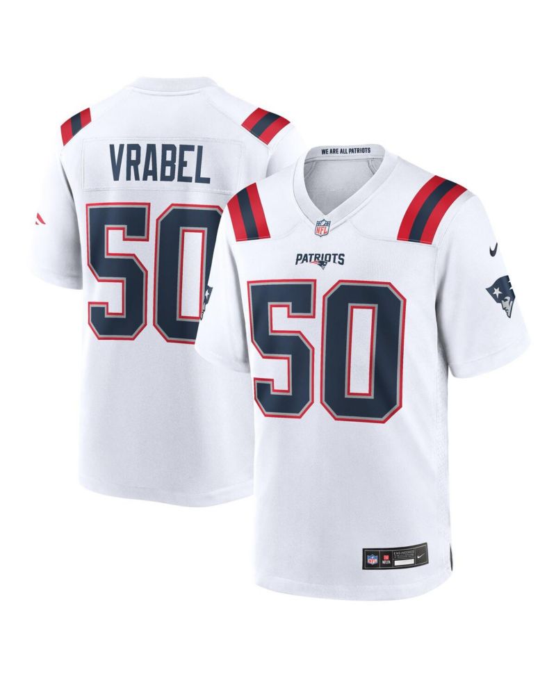 Men's Mike Vrabel White New England Patriots Retired Player Game Jersey