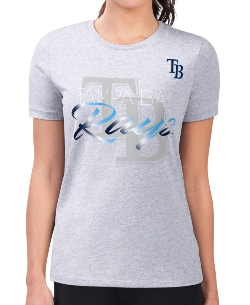 Women's Heather Gray Tampa Bay Rays Super-Slim Fit Lightweight Shadow Logo Graphic T-Shirt
