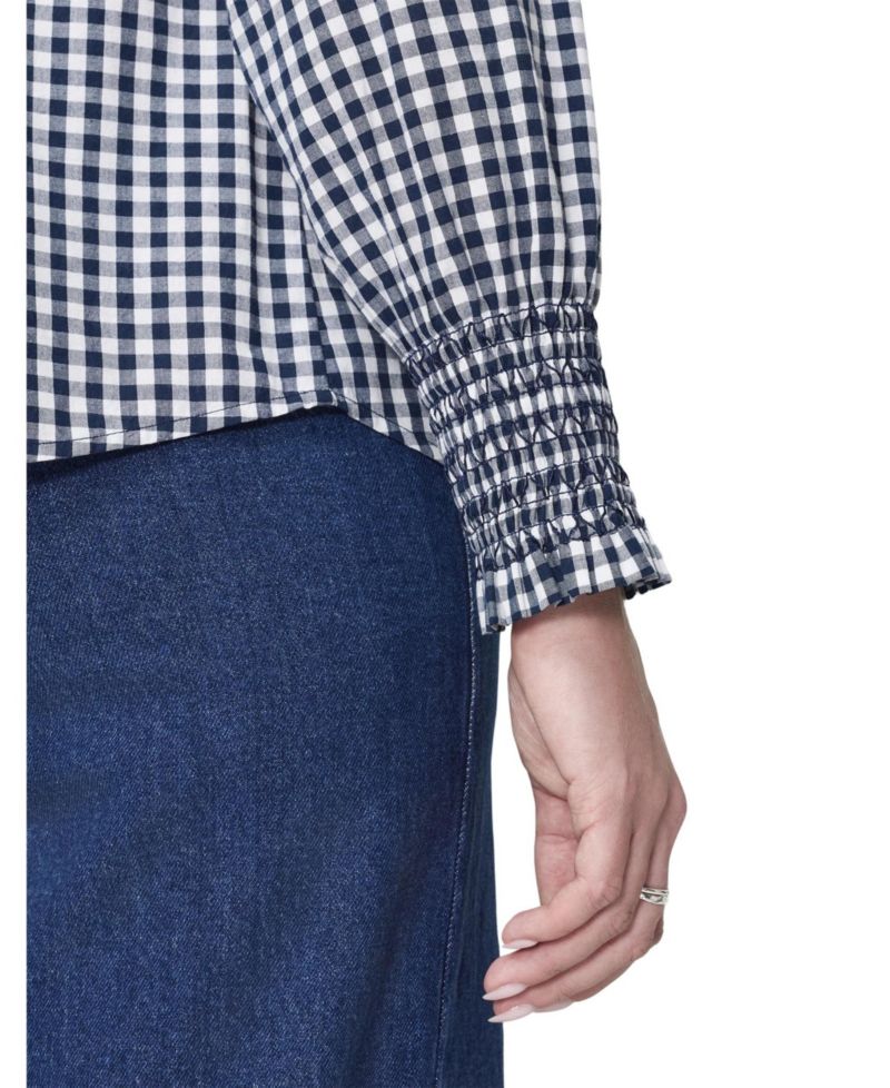 Women's Sandy Gingham Long-Sleeve V-Neck Blouse