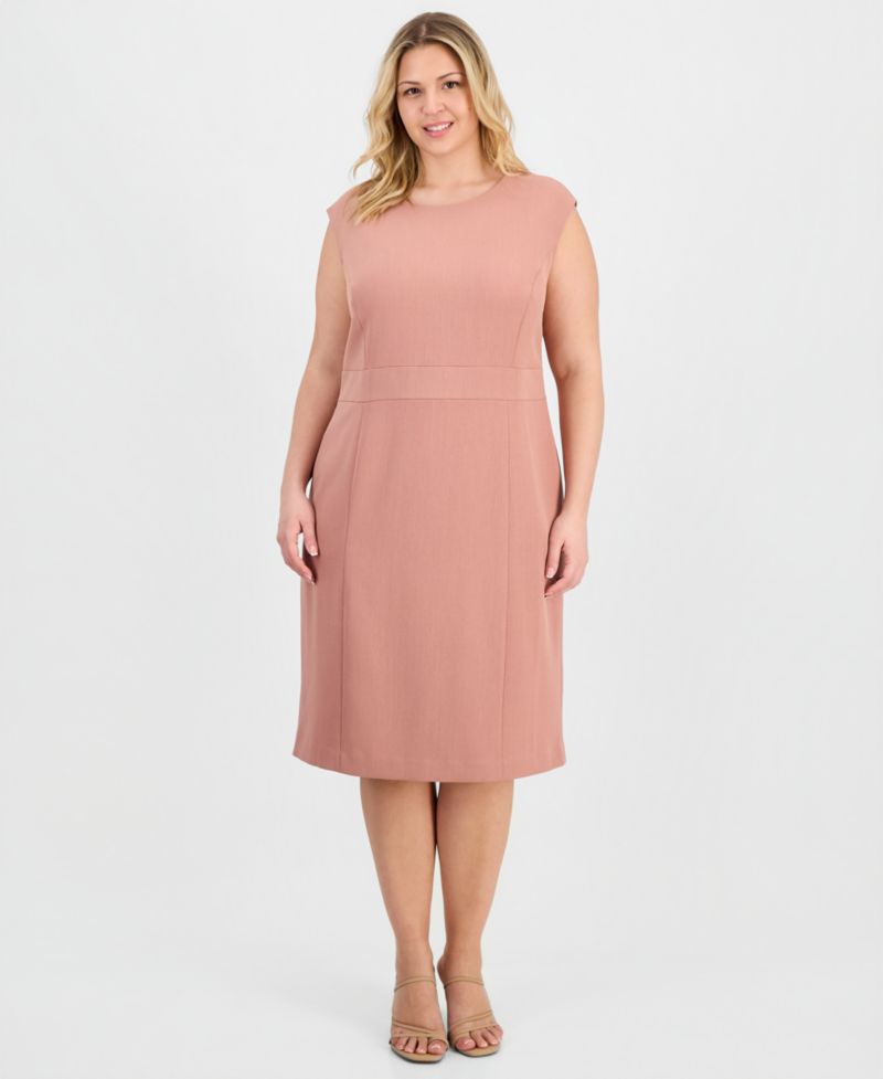 Plus Size Extended Cap Sleeve Sheath Dress