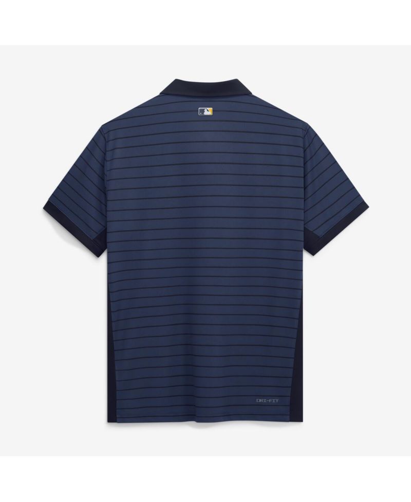 Men's Navy Milwaukee Brewers Authentic Collection Striped Victory Dri-FIT Polo Shirt