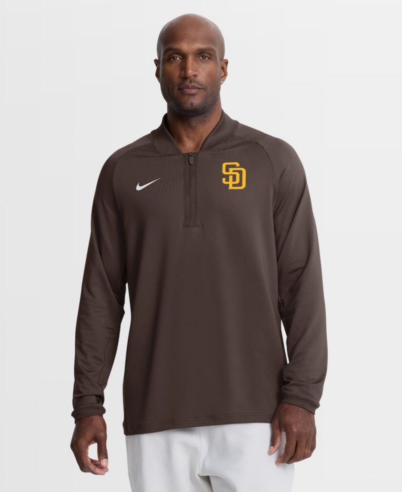 Men's Brown San Diego Padres Authentic Collection Dri-FIT Raglan Half-Zip Pullover Sweatshirt