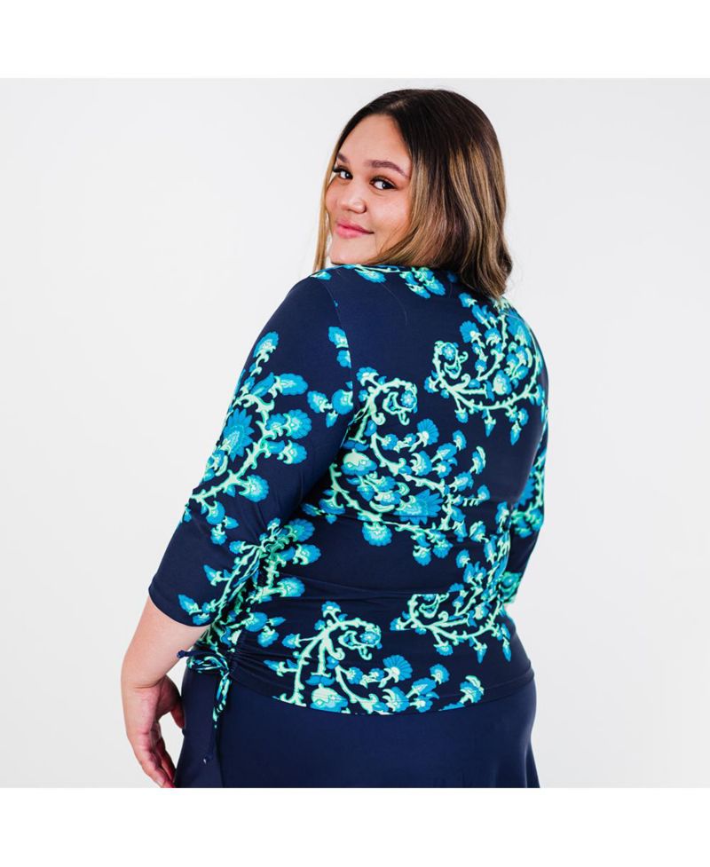 Plus Size 3/4 Sleeve Rash Guard UPF 50+ Margaux Swim Top