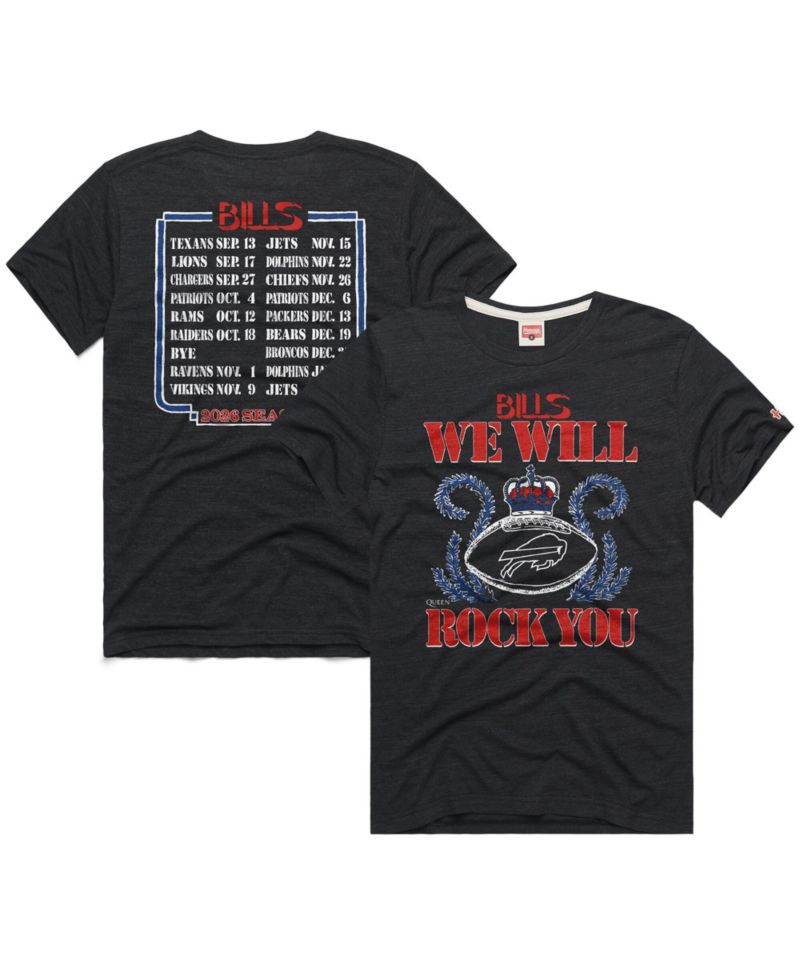 Men's and Women's Charcoal Buffalo Bills 2026 NFL Schedule Queen Tri-Blend T-Shirt