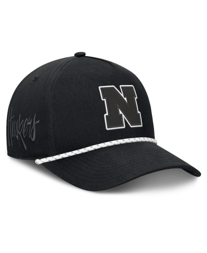 Men's Black Nebraska Huskers Undertone Rope Adjustable Hat
