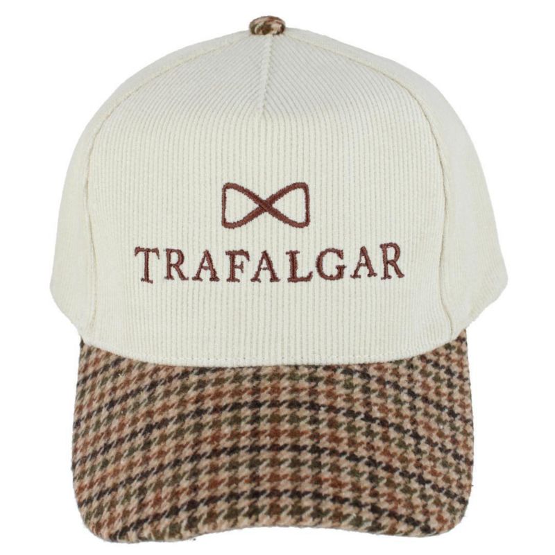 Men's 's 5 Panel Corduroy Baseball Hat with Plaid Brim