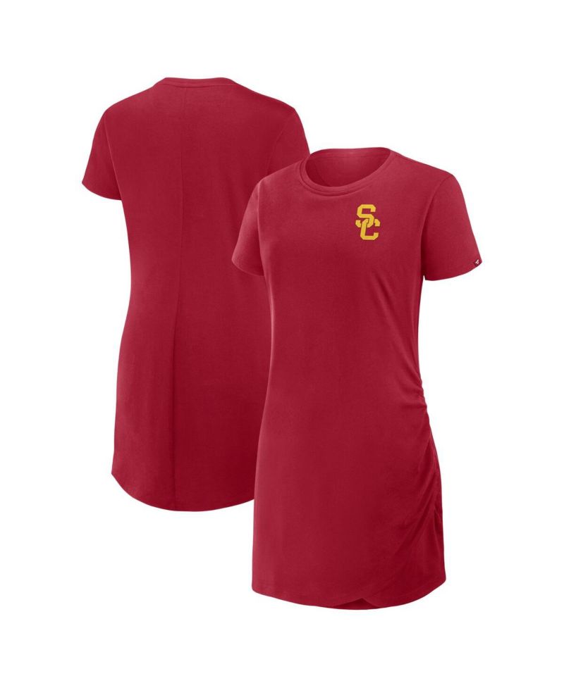 Women's Cardinal USC Trojans Ruched Drape T-Shirt Dress