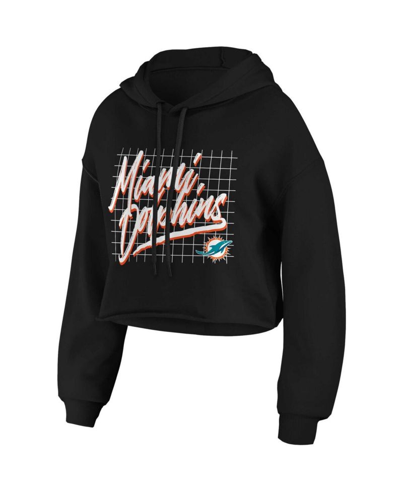 Women's Black Miami Dolphins Domestic Cropped Pullover Hoodie