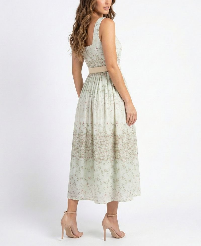 Petite Scoop Neck Belted Dress