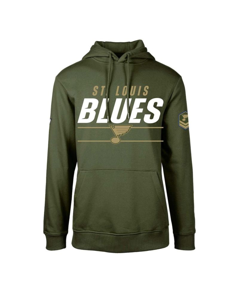 Men's Olive St. Louis Blues Podium Fleece Pullover Hoodie
