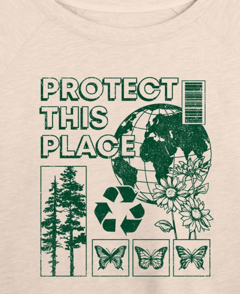 Plus Size Instant Message Protect This Place French Terry Long-Sleeve T-Shirt