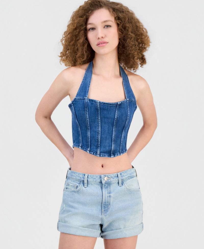 Women's Max Halter Denim Bustier Top
