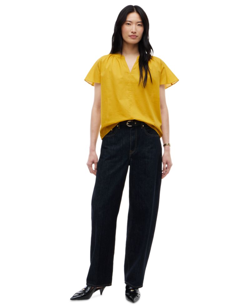 Women's Voile Popover Flutter Sleeve Blouse