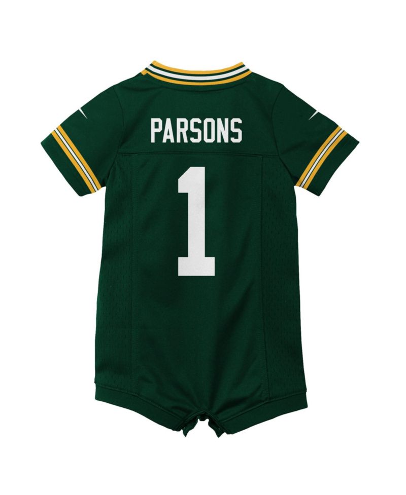 Baby Boys and Girls Micah Parsons Green Green Bay Packers Romper Game Jersey