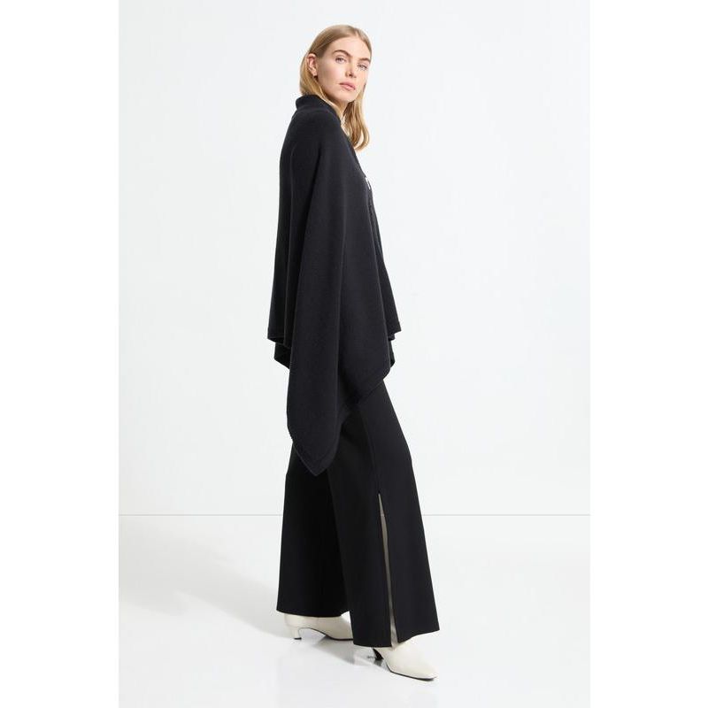 Women's Mika Italian Merino Wool Asymmetric-Hem Knit Cape with Zip