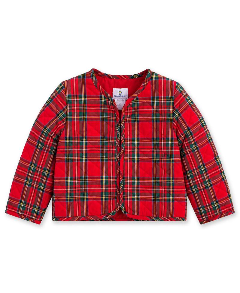 Girls' 4-16 Plaid Quilted Long-Sleeve Jacket