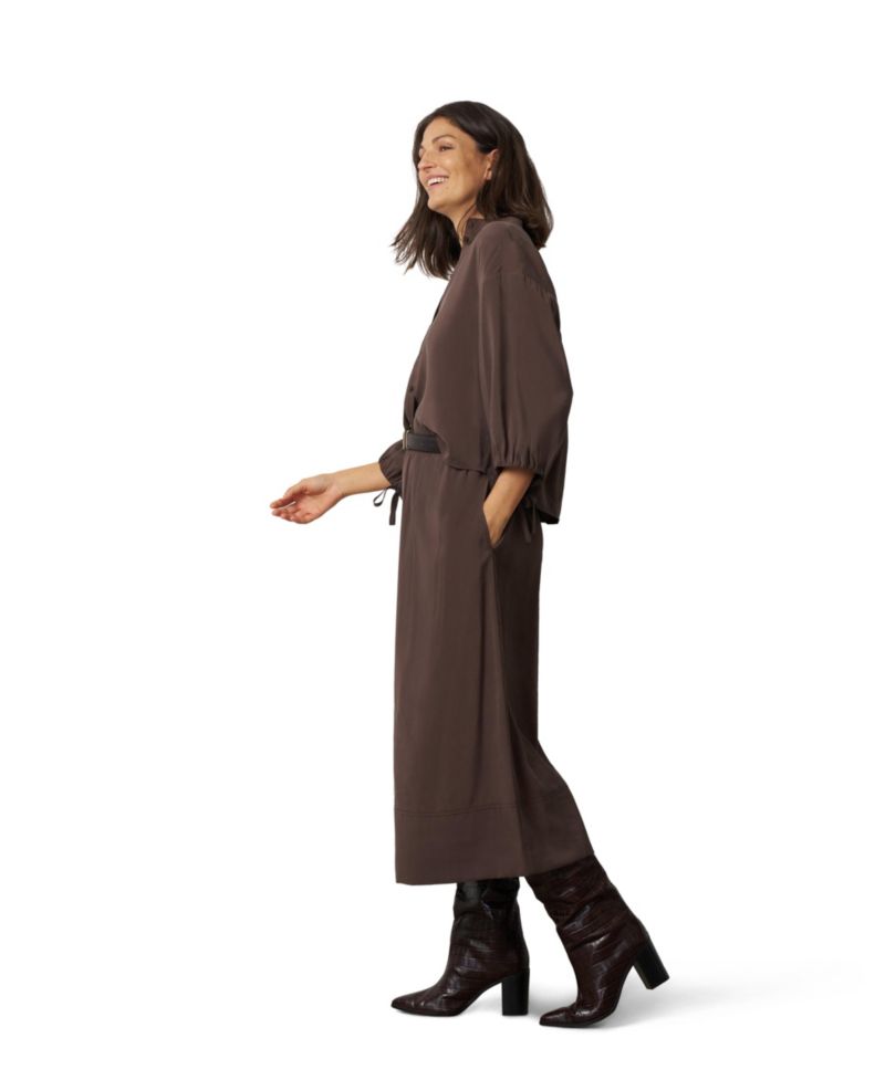 Women's 3/4 Balloon-Sleeve Band Collar Relaxed-Fit Blouse