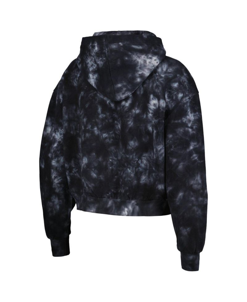 Women's Black Las Vegas Raiders Tie-Dye Cropped Pullover Hoodie