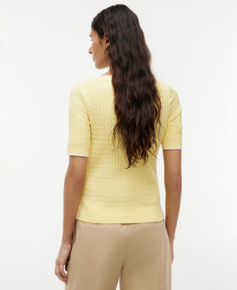 Women's Boat Neck Short-Sleeve Cotton Sweater