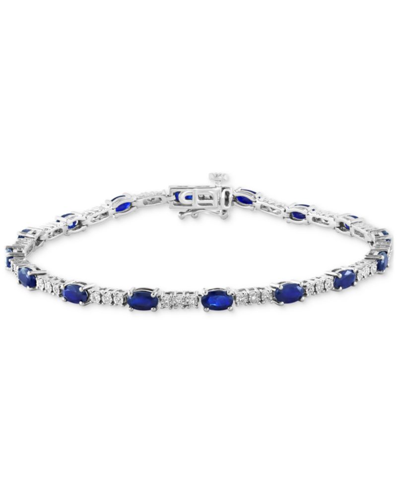 EFFY® Sapphire (3-1/20 ct. t.w.) & Diamond (1/5 ct. t.w.) Tennis Bracelet in Sterling Silver