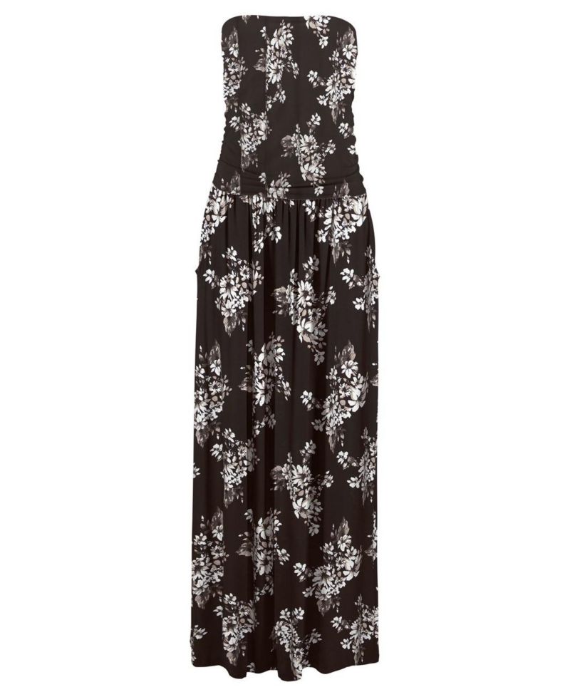 Women's Viscose Printed Strapless Column Bandeau Maxi Dress