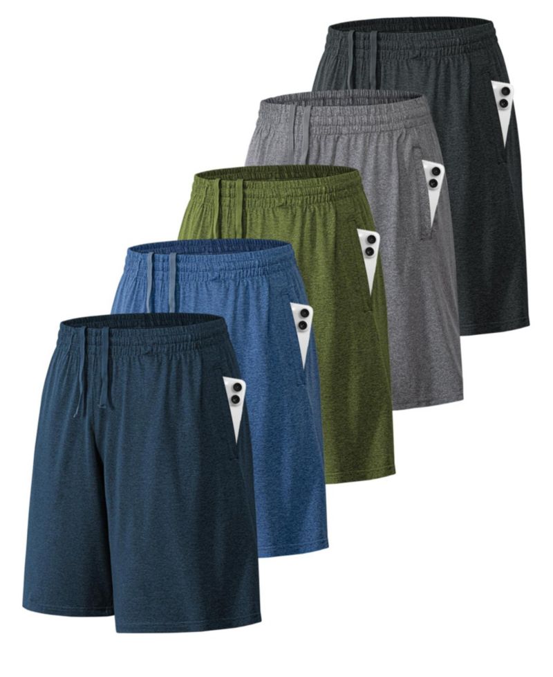 5 Pack Mens Quick Dry Athletic Workout Shorts With Pockets Fitness Training