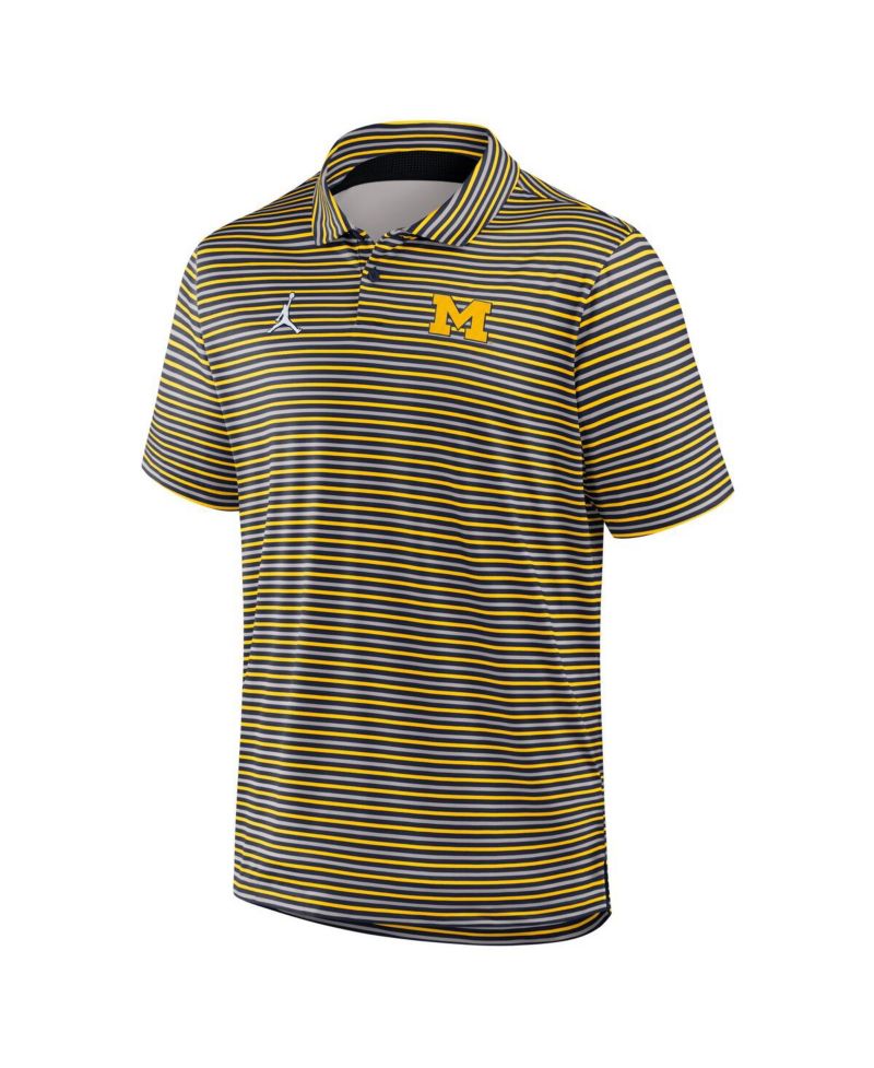 Men's Maize Michigan Wolverines 2025 Coaches Premium Tour Stripe Dri-FIT Polo Shirt