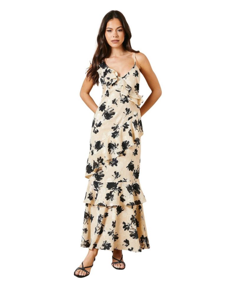 Women's Asymmetric Tiered Midi Dress