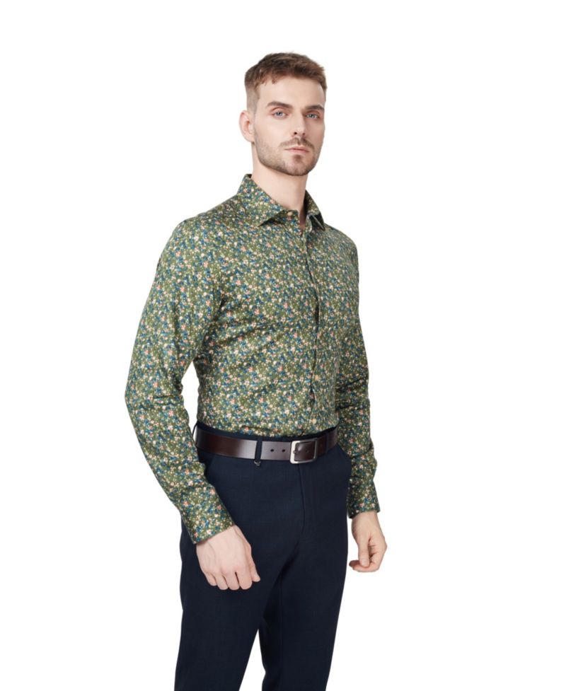 Men's Slim-Fit Floral Dress Shirt
